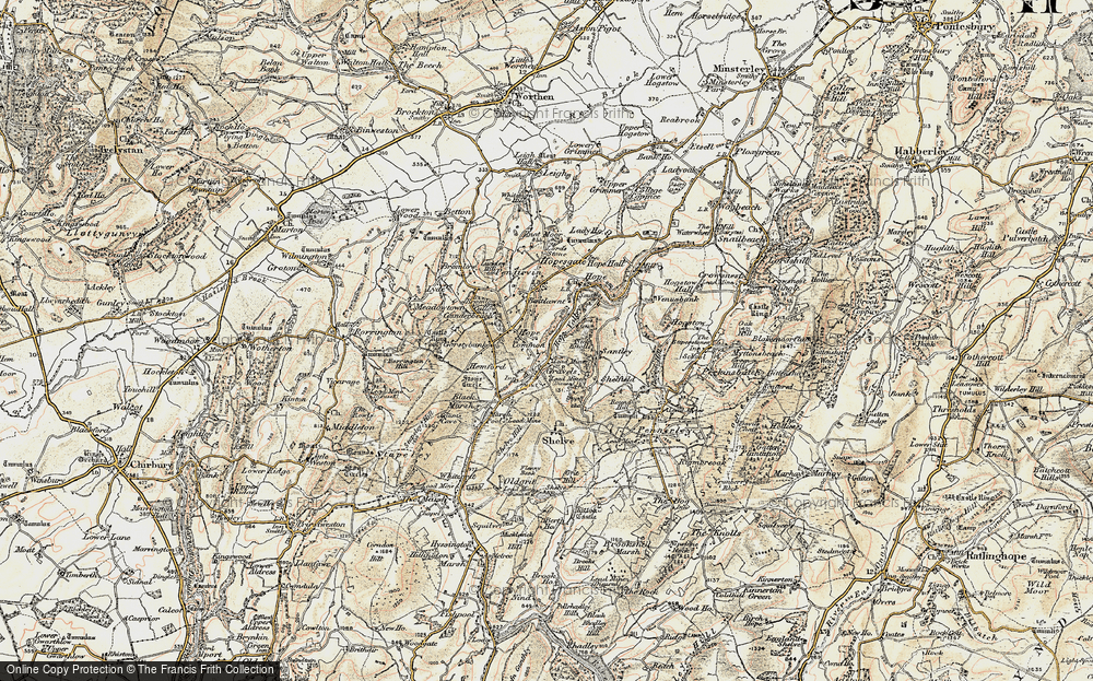Old Map of Historic Map covering Hope Valley in 1902-1903