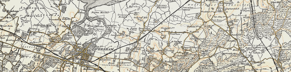 Old map of Graveney in 1897-1898