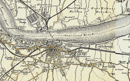 Old map of Gravesend in 1897-1898