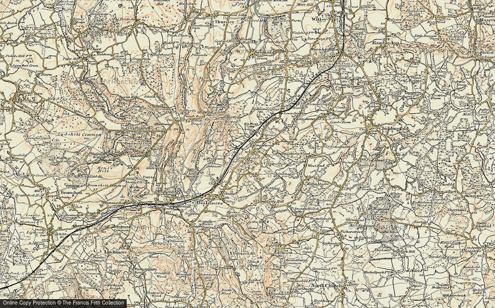 Old Map of Historic Map covering Weydown Common in 1897-1909
