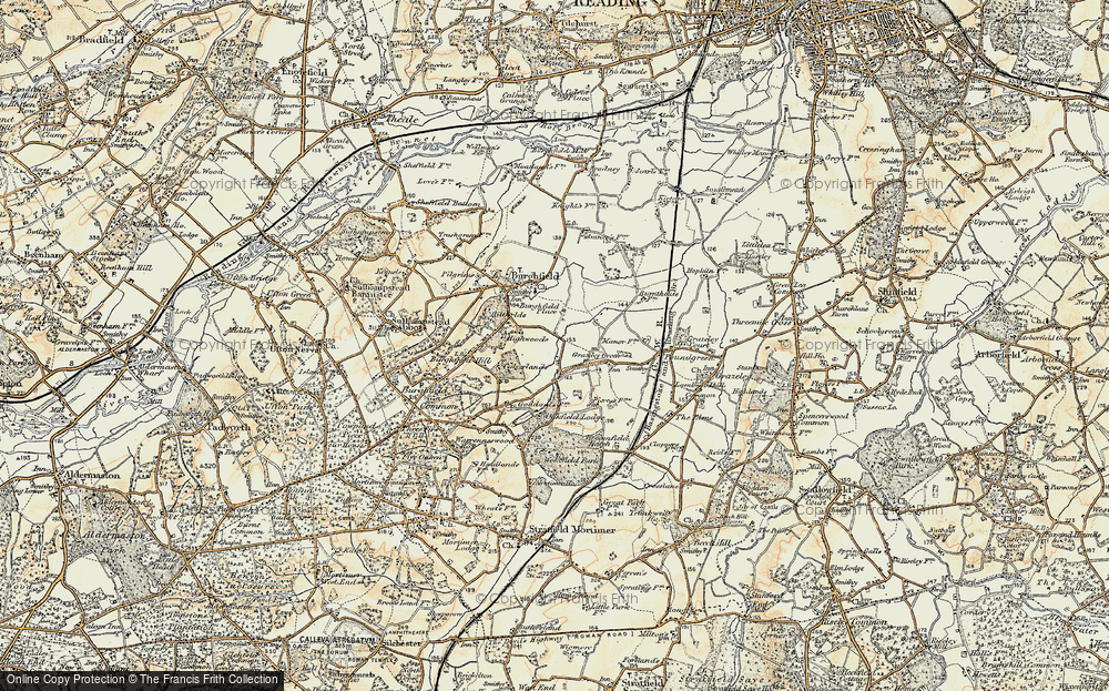 Old Map of Historic Map covering Burghfield Place in 1897-1900