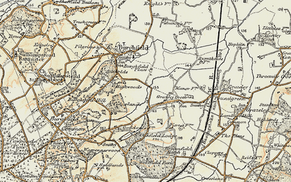 Old map of Burghfield Place in 1897-1900