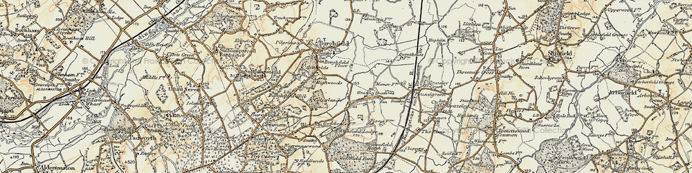 Old map of Burghfield Place in 1897-1900