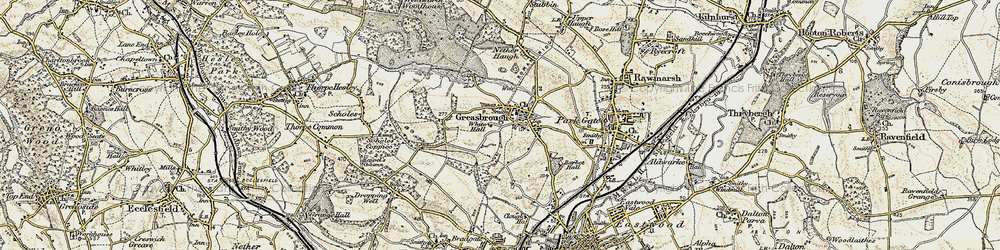 Old map of Greasbrough in 1903