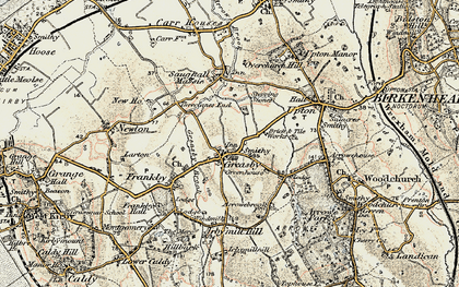 Old map of Arrowe Brook in 1902-1903