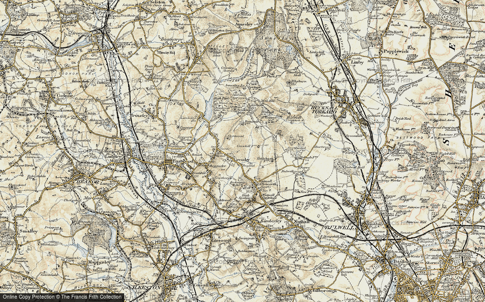 Old Map of Historic Map covering Beauvale Priory in 1902