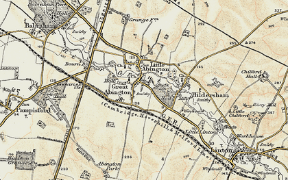 Old map of Great Abington in 1899-1901