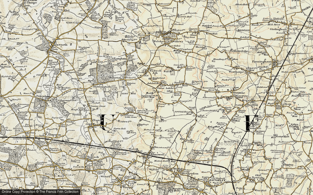 Old Map of Great Ashfield, 1901 in 1901
