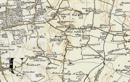 Old map of Great Ashfield in 1901