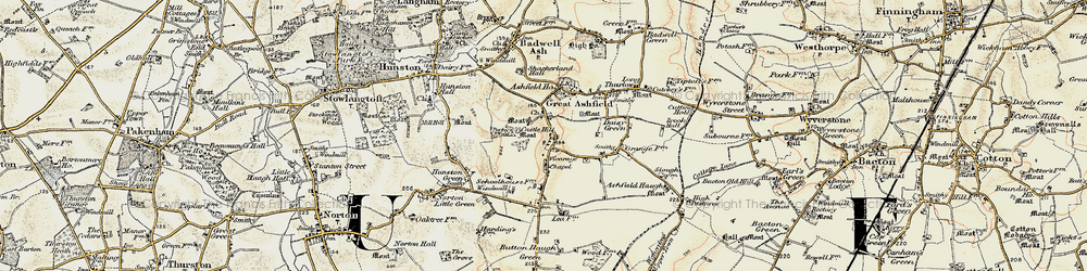 Old map of Great Ashfield in 1901