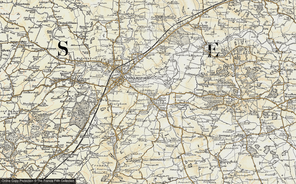 Old Map of Great Baddow, 1898 in 1898