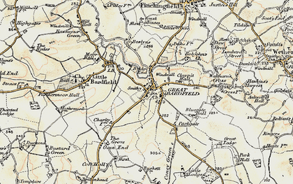 Old map of Great Bardfield in 1898-1899