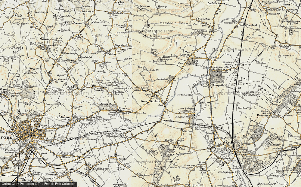 Old Map of Great Barford, 1898-1901 in 1898-1901