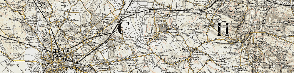Old map of Great Barrow in 1902-1903