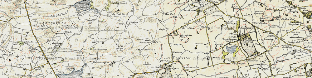 Old map of Great Bavington in 1901-1903