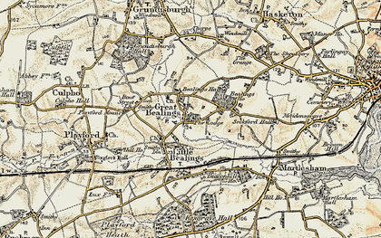 Old map of Great Bealings in 1898-1901