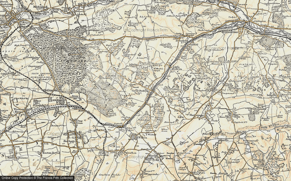 Old Map of Historic Map covering Bedwyn Dyke in 1897-1899