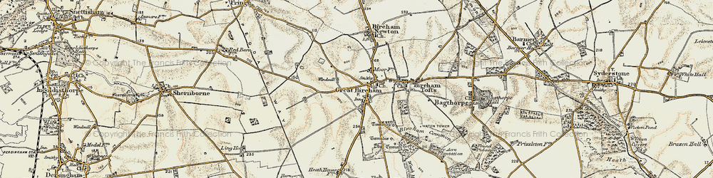 Old map of Great Bircham in 1901-1902