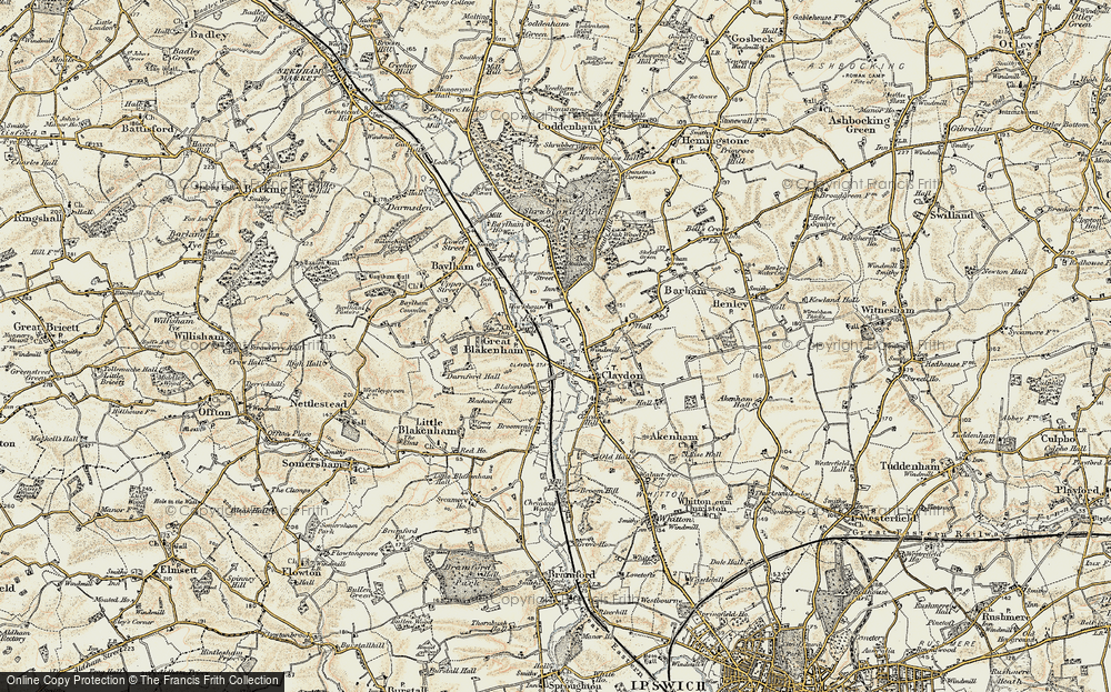 Old Map of Historic Map covering Blackacre Hill in 1898-1901