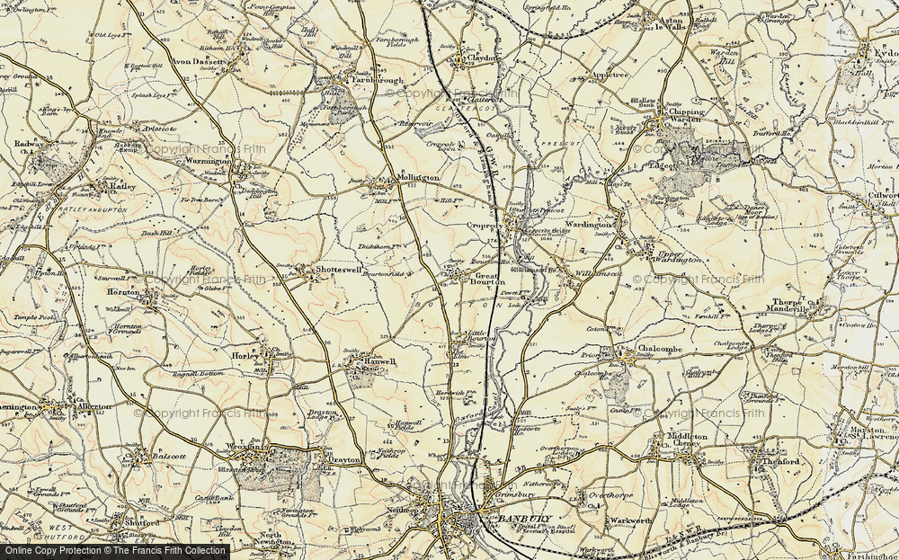 Old Map of Historic Map covering Bourton Ho in 1898-1901