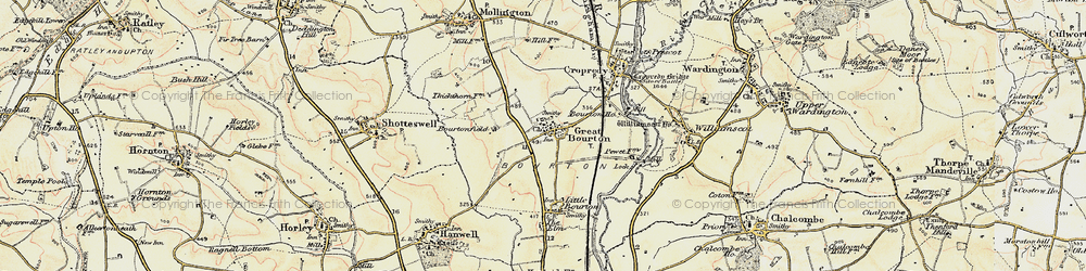 Old map of Great Bourton in 1898-1901