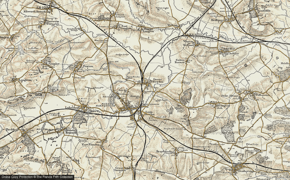 Old Map of Great Bowden, 1901-1902 in 1901-1902
