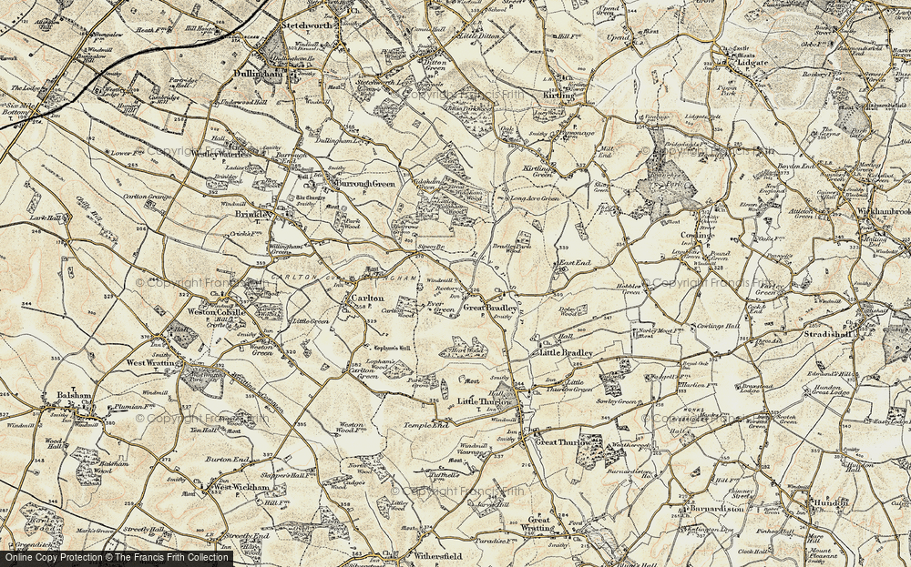 Old Map of Great Bradley, 1899-1901 in 1899-1901