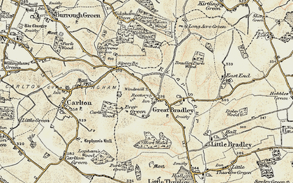 Old map of Great Bradley in 1899-1901