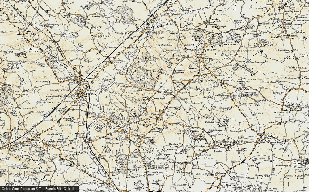 Old Map of Historic Map covering Braxted Park Ho in 1898-1899