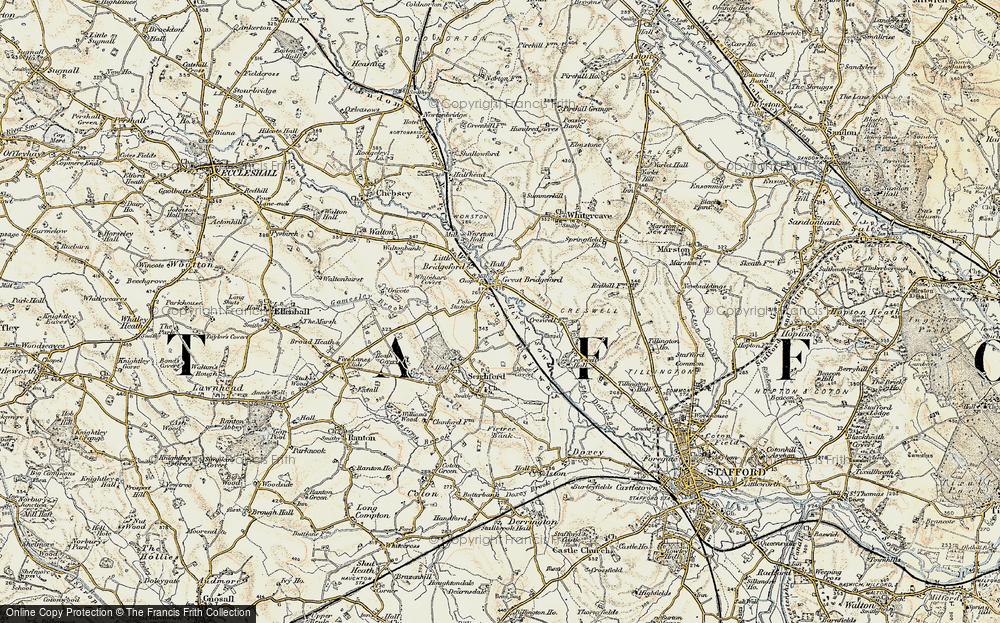 Old Map of Great Bridgeford, 1902 in 1902
