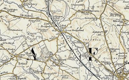 Old map of Great Bridgeford in 1902