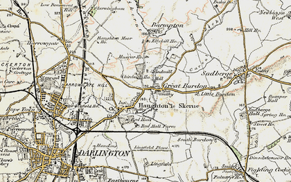 Old map of Great Burdon in 1903-1904
