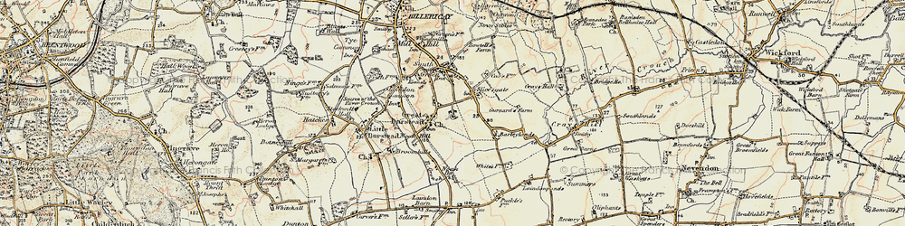 Old map of Great Burstead in 1898