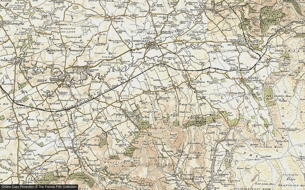 Old Map of Historic Map covering Busby Moor in 1903-1904