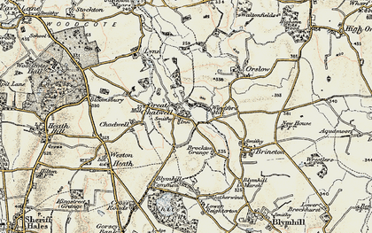 Old map of Great Chatwell in 1902