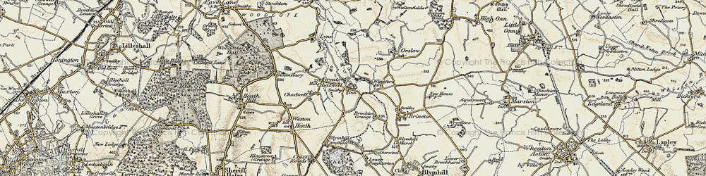 Old map of Great Chatwell in 1902