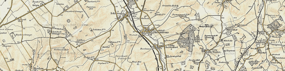 Old map of Great Chesterford in 1898-1901