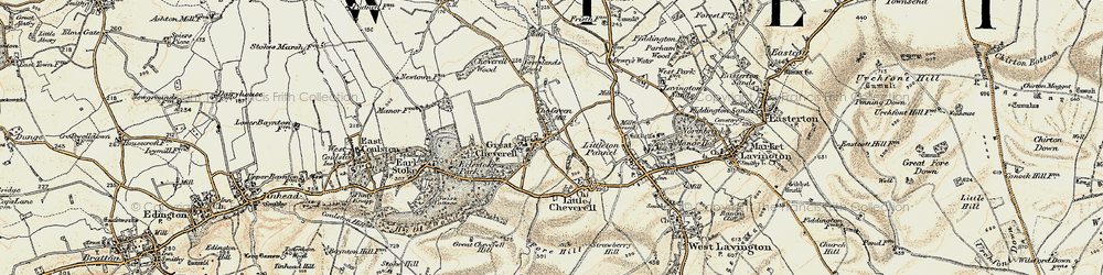 Old map of Great Cheverell in 1898-1899