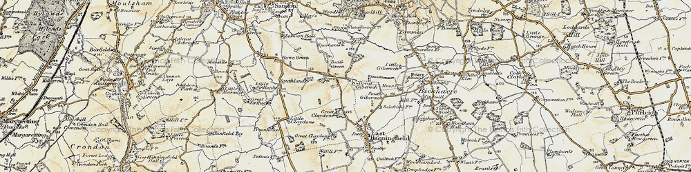 Old map of Great Claydons in 1898