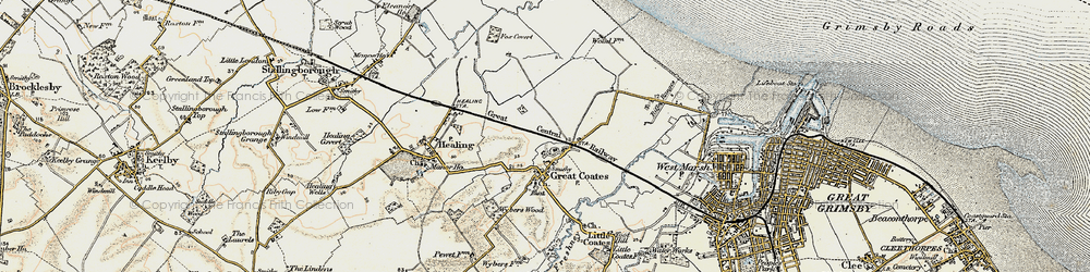 Old map of Great Coates in 1903-1908