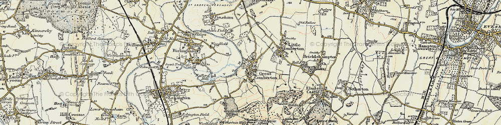 Old map of Great Comberton in 1899-1901