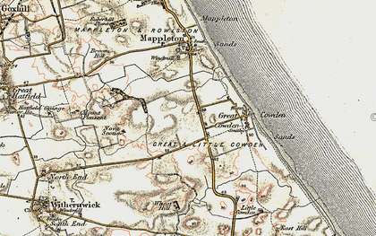 Old map of Great Cowden in 1903-1908