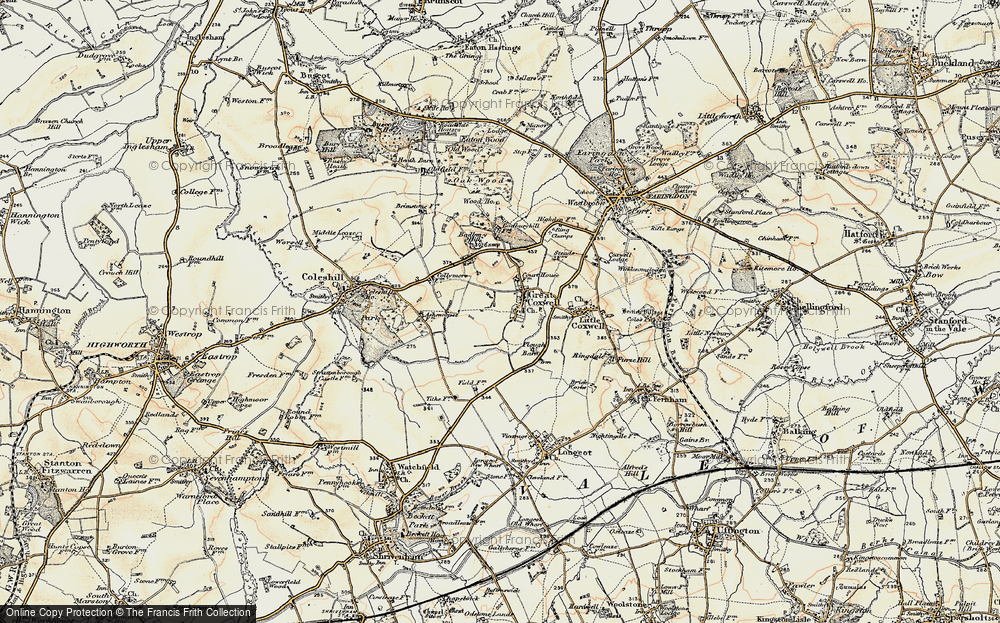 Old Map of Historic Map covering Badbury in 1898-1899