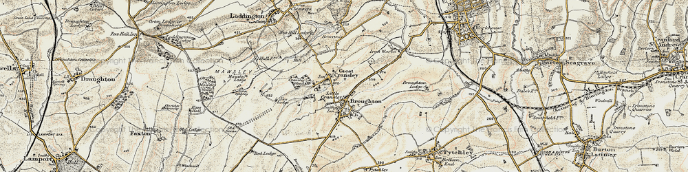 Old map of Great Cransley in 1901-1902