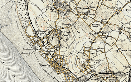 Old map of Great Crosby in 1902-1903