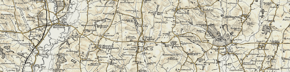 Old map of Great Cubley in 1902