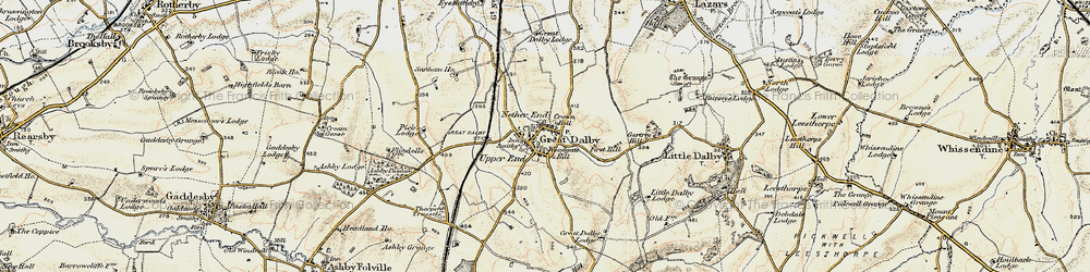 Old map of Great Dalby in 1901-1903