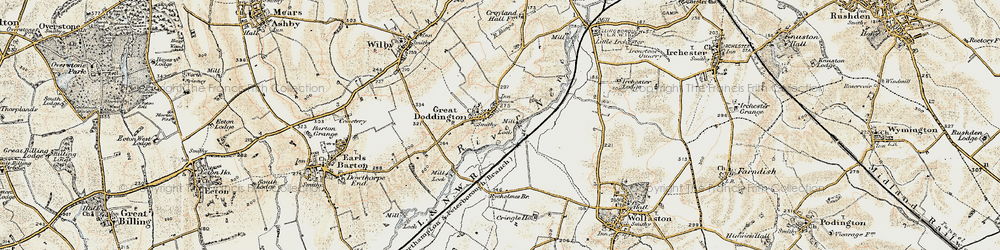 Old map of Great Doddington in 1898-1901