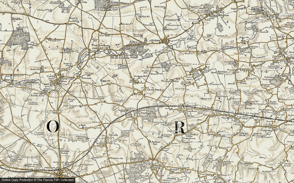 Old Map of Great Dunham, 1901-1902 in 1901-1902