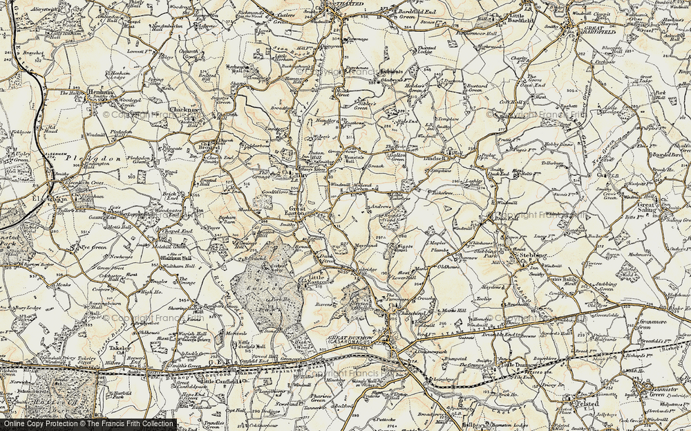 Old Map of Historic Map covering Bigod's Wood in 1898-1899